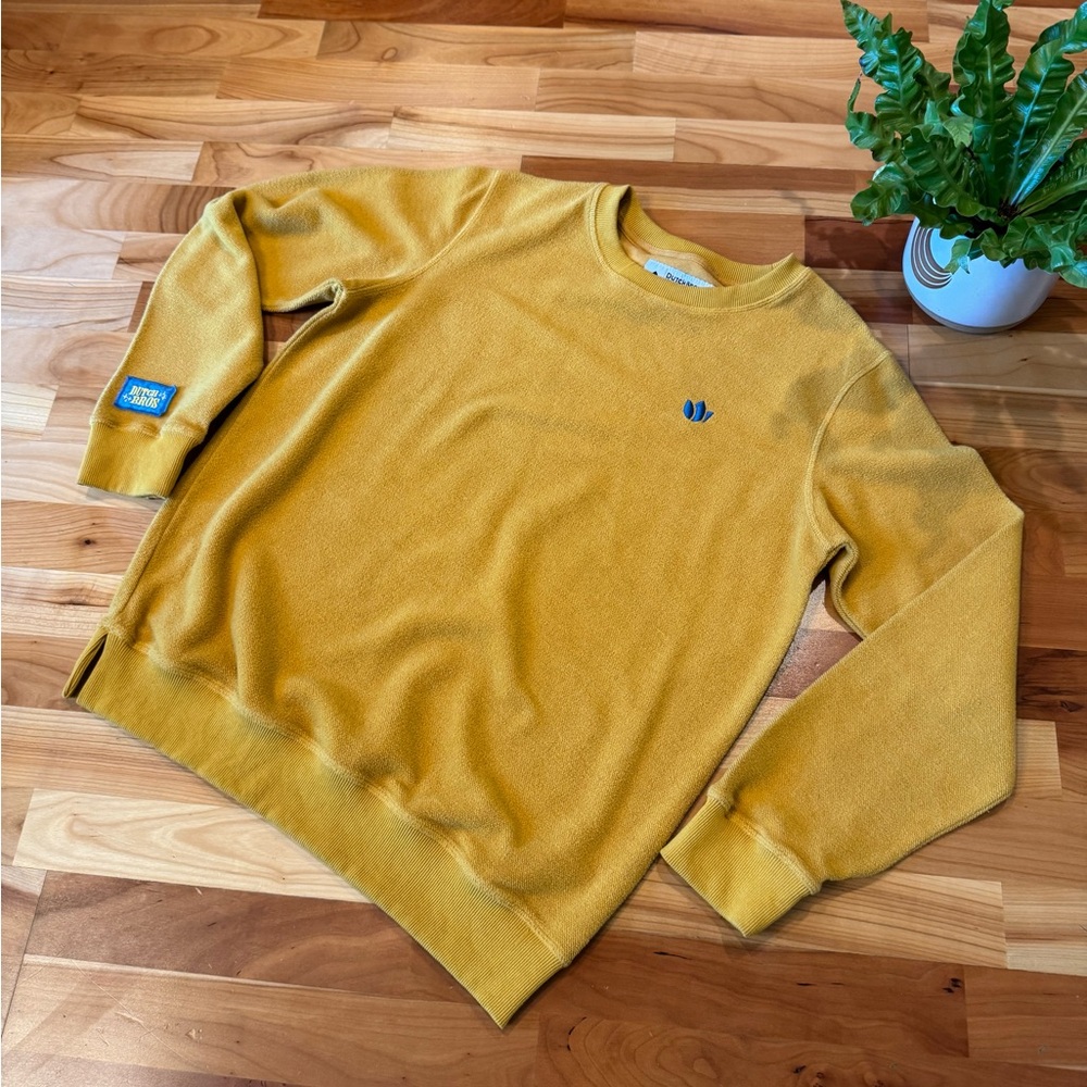 ☕️Dutch Bros. Yellow Gold 100% Cotton Unisex Crewneck Sweater Soft Large